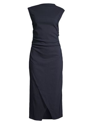 Women's Manon Ruched Midi-Dress - Navy - Size Medium