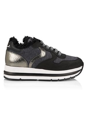 Women's Maran Shearling-Lined Sneakers - Black Grey - Size 7 - Black Grey - Size 7