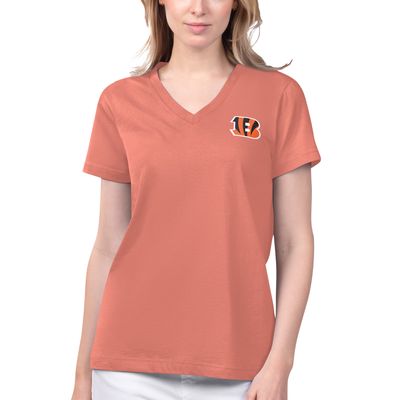 Women's Margaritaville Coral Cincinnati Bengals Game Time V-Neck T-Shirt