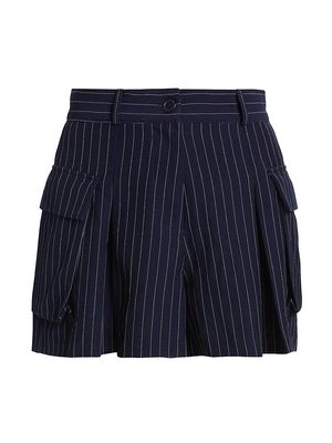 Women's Margeaux Pinstripe Cargo Skort - Navy White - Size Large