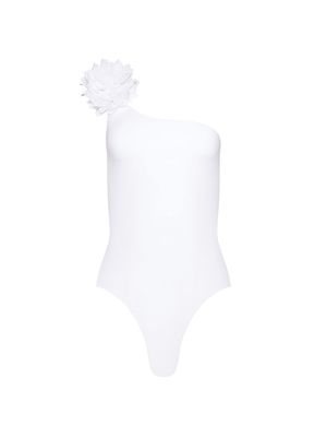 Women's Margherita With Linen Flower Swimsuit - White - Size Small - White - Size Small