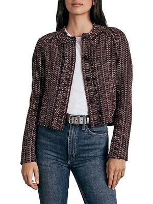 Women's Marisa Cropped Tweed Jacket - Burgundy Multi - Size 2