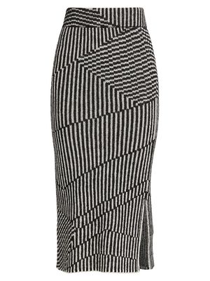 Women's Marlee Jacquard Tube Skirt - Ivory Black Combo - Size Large - Ivory Black Combo - Size Large