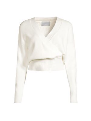 Women's Marlowe Cropped Wrap Sweater - Ivory - Size XS