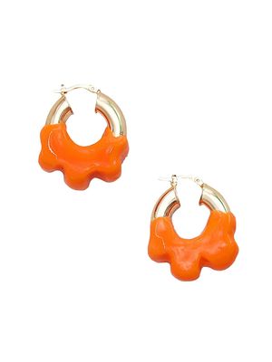 Women's Massi 18K Gold-Plated & Resin Hoop Earrings - Orange - Orange