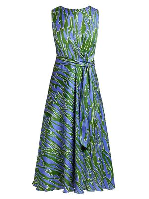 Women's Matte Satin Fit-&-Flare Midi-Dress - Iris - Size 4