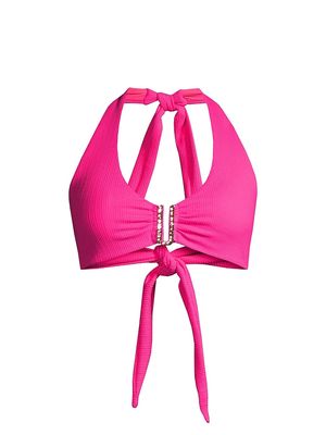 Women's Melissa Halter U-Ring Bikini Top - Shocking Pink - Size XS