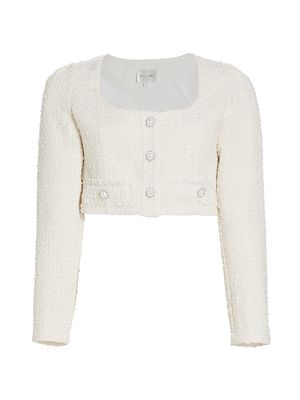 Women's Melody Tweed Crop Cardigan - Ivory - Size Small