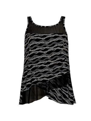Women's Mesh Underwire Tankini Top - Black Multi - Size 16W - Black Multi - Size 16W