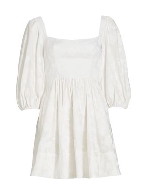 Women's MICHELLE SMITH x Saks Claudia Balloon-Sleeve Minidress - White - Size Medium - White - Size Medium