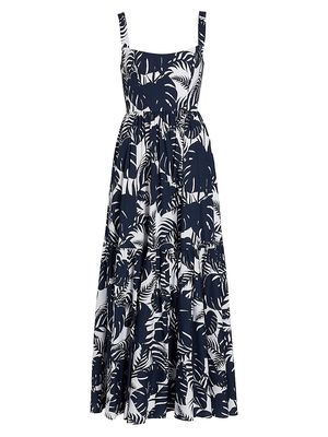 Women's MICHELLE SMITH x Saks Eva Lace-Up Maxi Dress - Navy - Size Medium - Navy - Size Medium