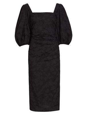 Women's MICHELLE SMITH x Saks Gemma Squareneck Balloon-Sleeve Midi-Dress - Black - Size 2 - Black - Size 2