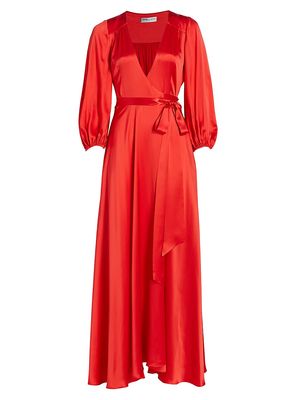 Women's MICHELLE SMITH x Saks Gigi Silk Wrap Maxi Dress - Vermillion - Size Medium - Vermillion - Size Medium
