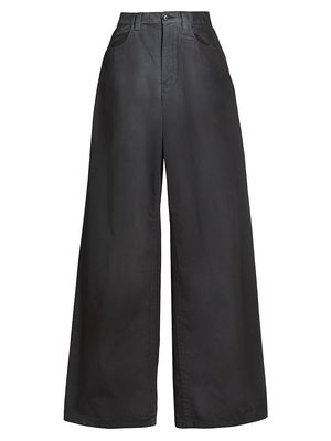 Women's Mid-Rise Darted Wide-Leg Jeans - Washed Black Pearl - Size 4