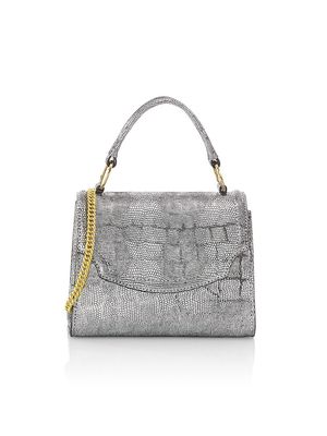 Women's Mini Chiara Snake-Embossed Leather Top Handle Bag - Silver - Silver