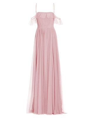 Women's Miriam Pleated Tulle Gown - Pale Pink - Size 10