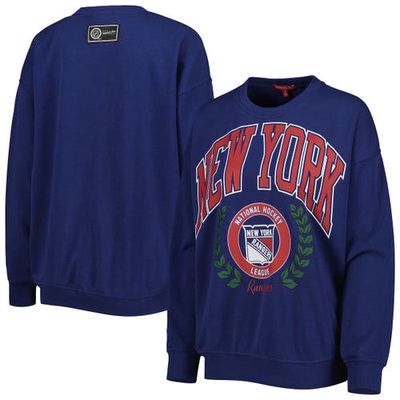 Women's Mitchell & Ness Blue New York Rangers Logo 2.0 Pullover Sweatshirt