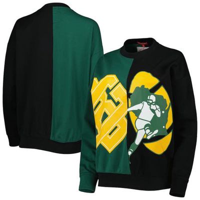 Women's Mitchell & Ness Green/Black Green Bay Packers Big Face Pullover Sweatshirt