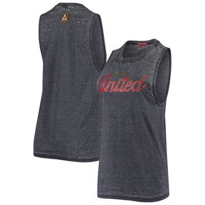 Women's Mitchell & Ness Heathered Black Atlanta United FC Special Script Muscle Tank Top