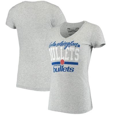Women's Mitchell & Ness Heathered Gray Washington Bullets Off-Season V-neck T-Shirt in Heather Gray