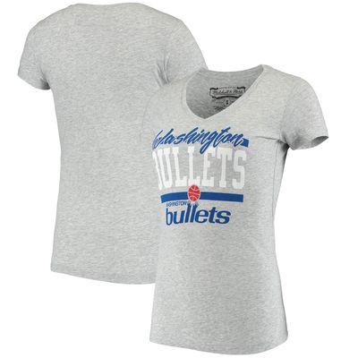 Women's Mitchell & Ness Heathered Gray Washington Bullets Off-Season V-neck T-Shirt