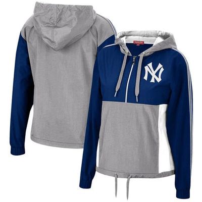 Women's Mitchell & Ness Navy/Gray New York Yankees Half-Zip Windbreaker Jacket