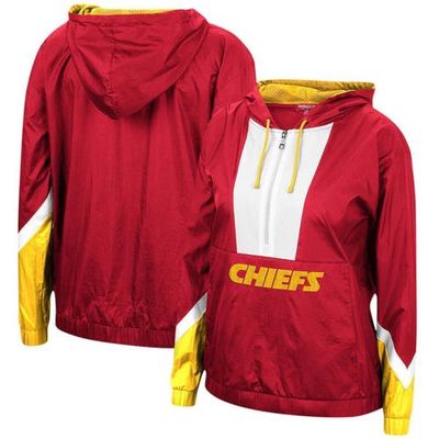 Women's Mitchell & Ness Red Kansas City Chiefs Half-Zip Windbreaker Hoodie