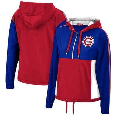 Women's Mitchell & Ness Royal/Red Chicago Cubs Half-Zip Windbreaker Jacket