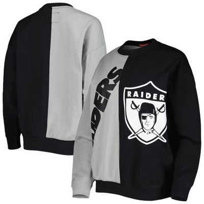 Women's Mitchell & Ness Silver/Black Las Vegas Raiders Big Face Pullover Sweatshirt