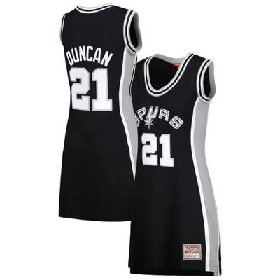 Women's Mitchell & Ness Tim Duncan Black San Antonio Spurs 1998 Hardwood Classics Name & Number Player Jersey Dress