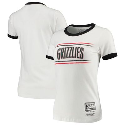 Women's Mitchell & Ness White Vancouver Grizzlies Ringer T-Shirt