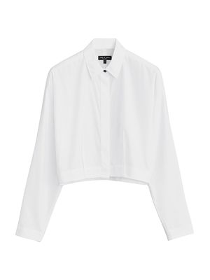 Women's Morgan Cropped Cotton Shirt - White - Size Large