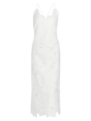 Women's Morning Glory Embroidered Midi-Dress - White - Size Medium