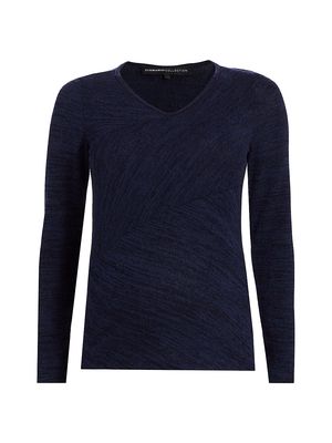 Women's Multi-Directional Space-Dyed Knit Pullover Sweater - Navy - Size Small - Navy - Size Small