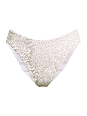 Women's Mykonos Jacquard Bikini Bottom - White - Size 2 - White - Size 2