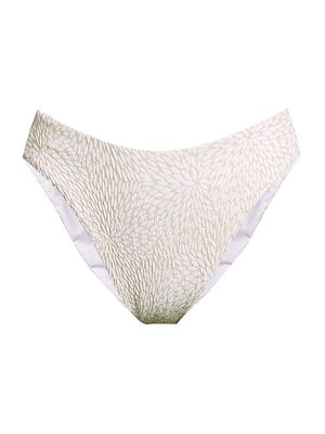Women's Mykonos Jacquard Bikini Bottom - White - Size 8 - White - Size 8