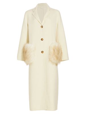 Women's Nadine Wool Long Coat - Ivory - Size Medium - Ivory - Size Medium