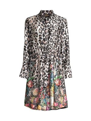 Women's Nakita Leopard-Print Shirtdress - Light Leo Flower - Size Medium