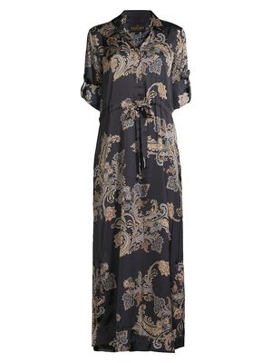 Women's Nakita Satin Paisley Maxi Dress - Pearson Paisley Blue - Size Medium