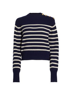 Women's Nancy Stripe Crewneck Sweater - Navy - Size Large