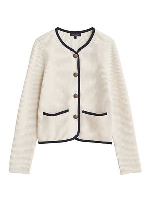 Women's Nancy Wool-Blend Rib-Knit Cardigan - Ivory - Size XS