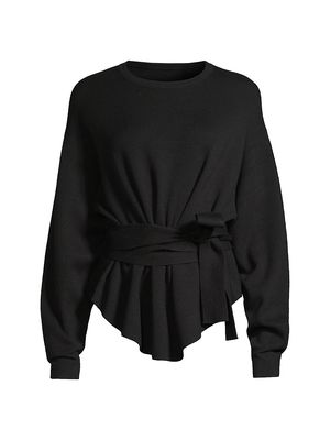 Women's Nara Belted Knit Sweater - Black - Size XS