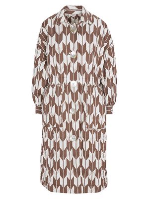 Women's Nash Quilted Belted Arrow-Print Coat - Miscellaneous Geo Print - Size Small - Miscellaneous Geo Print - Size Small