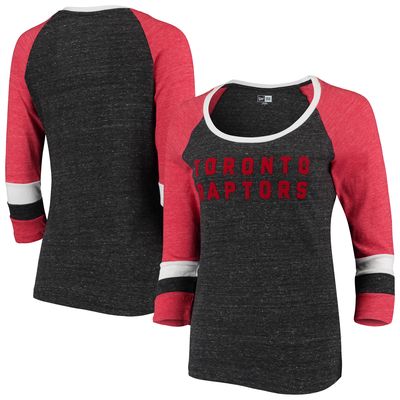 Women's New Era Black Toronto Raptors Tri-Blend Jersey 3/4-Sleeve T-Shirt