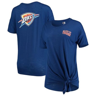 Women's New Era Blue Oklahoma City Thunder Side-Tie Slub T-Shirt
