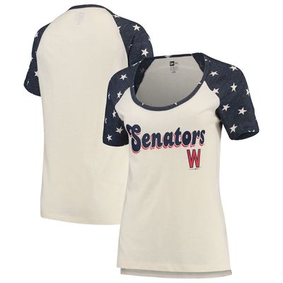 Women's New Era Cream/Navy Washington Nationals Baby Jersey Star Raglan T-Shirt