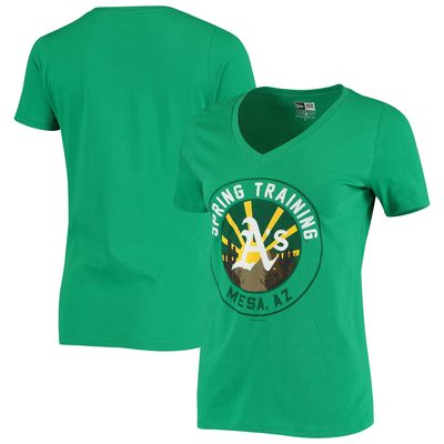 Women's New Era Green Oakland Athletics Spring Training Circle V-Neck T-Shirt
