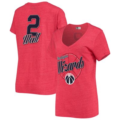 Women's New Era John Wall Red Washington Wizards 5th & Ocean Name & Number Tri-Blend T-Shirt