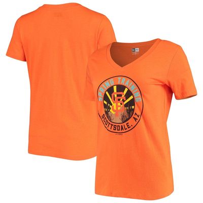 Women's New Era Orange San Francisco Giants Spring Training Circle V-Neck T-Shirt