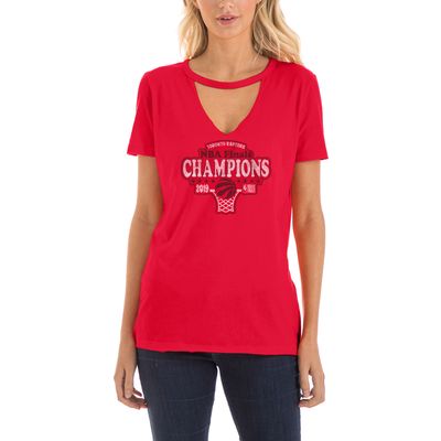 Women's New Era Red Toronto Raptors 2019 NBA Finals Champions Choker V-Neck T-Shirt